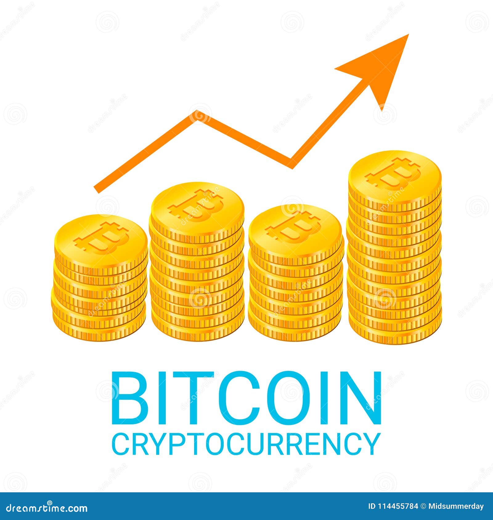 Stack Of Golden Bitcoin Coins Crypto Currency Digital Illustration - 